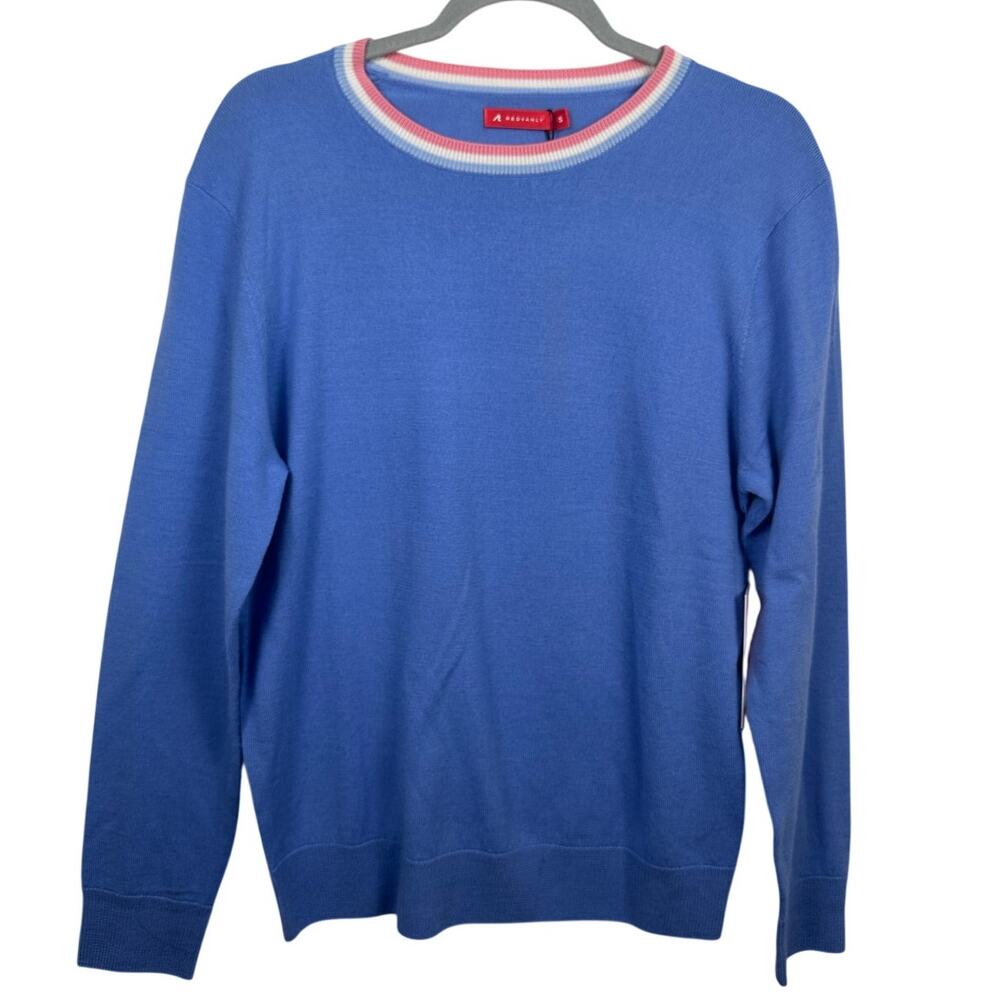 Redvanly Robinson Crewneck Sweater in Bleu Size Small Merino Wool Men's NWT
